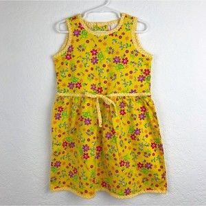 Hanna Andersson Little Girl 4 Spring Summer Yellow Floral Dress Pink Purple 100